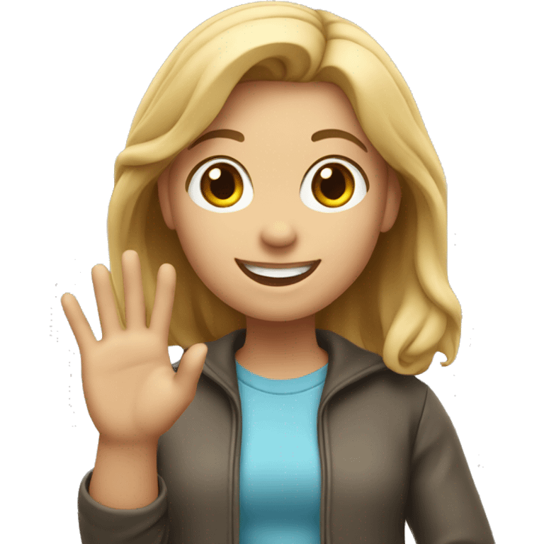 a memoji of smiling casual student girl waving at you emoji