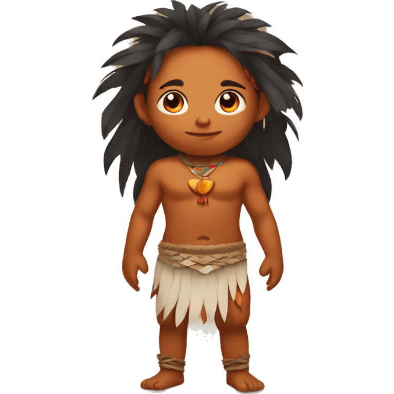 indigenous boy in loincloth with fiery hair emoji