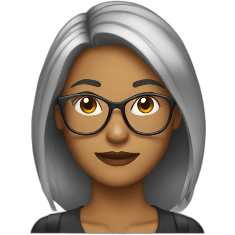 Woman middle hair with highkights and glasses emoji