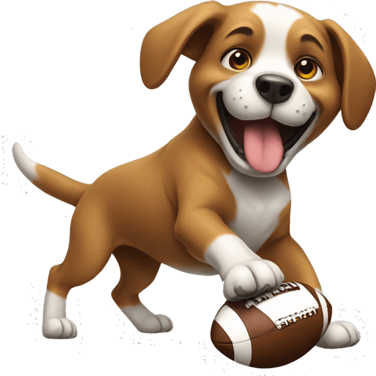 A dog playing football emoji