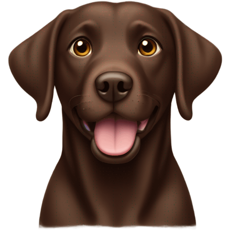 fat chocolate brown lab with brown eyes and mouth open emoji