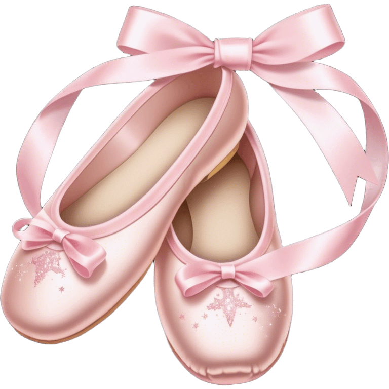 Pale pink ballet shoe ribbons, trailing stardust emoji