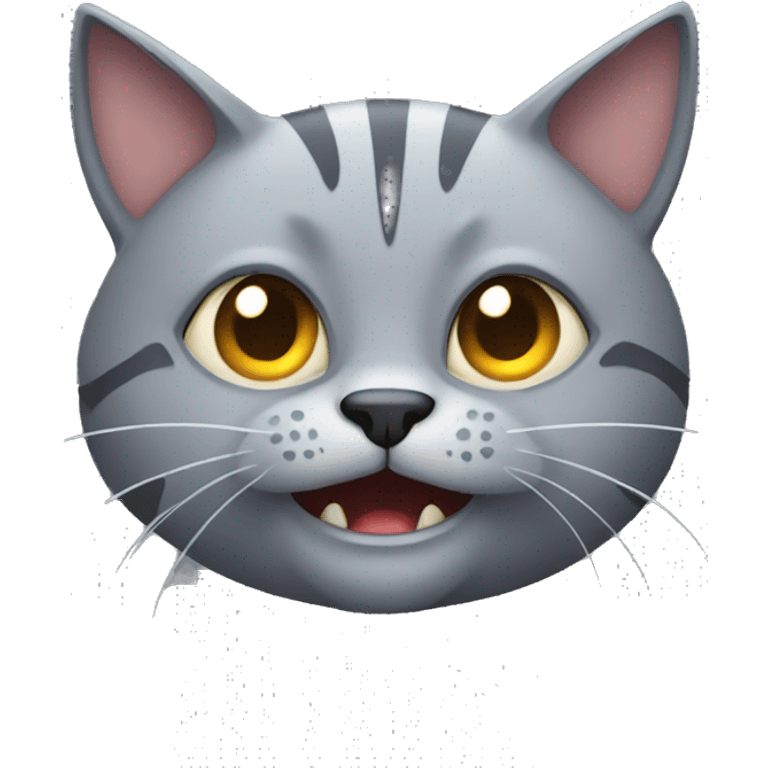 A grey cat with long fangs emoji