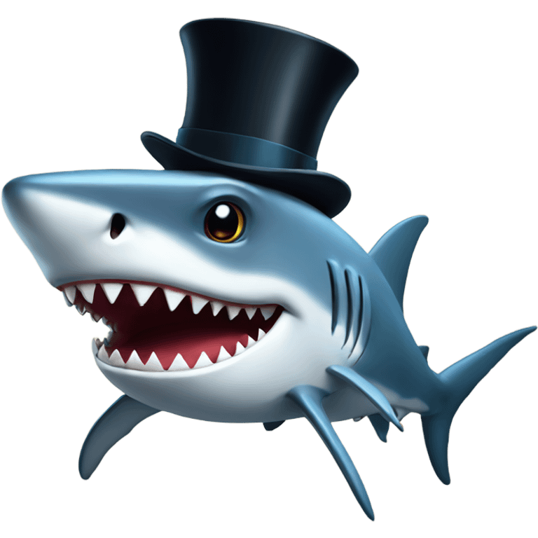 Shark with a top hat emoji