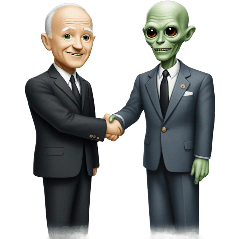 alien shakes hands with president Entsenhower

 emoji