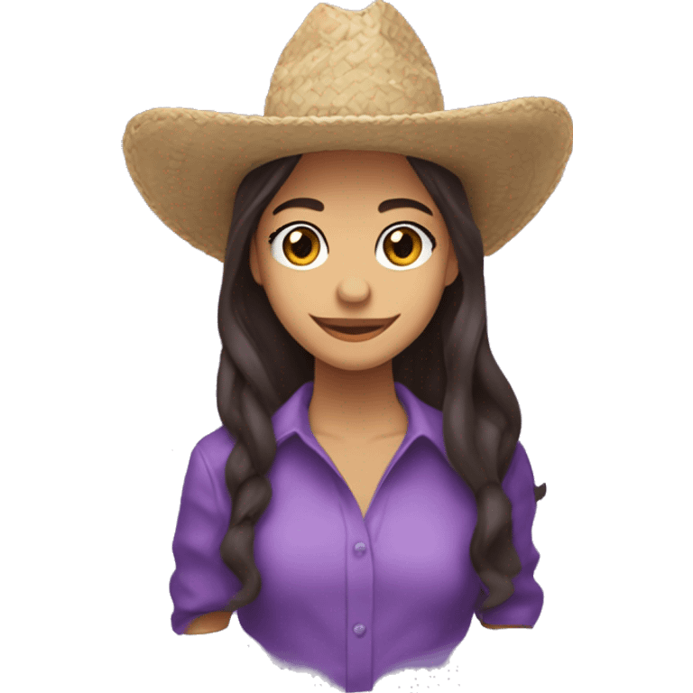 Olivia rodrigo,pelo aaron vestido morado halas de hada transparente y sombrero de vaquera noada emoji