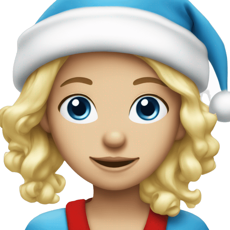 Blonde blue eyed girl wearing Santa hat emoji