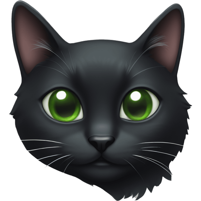 Black cat with green eyes and white mustache and white paws  emoji