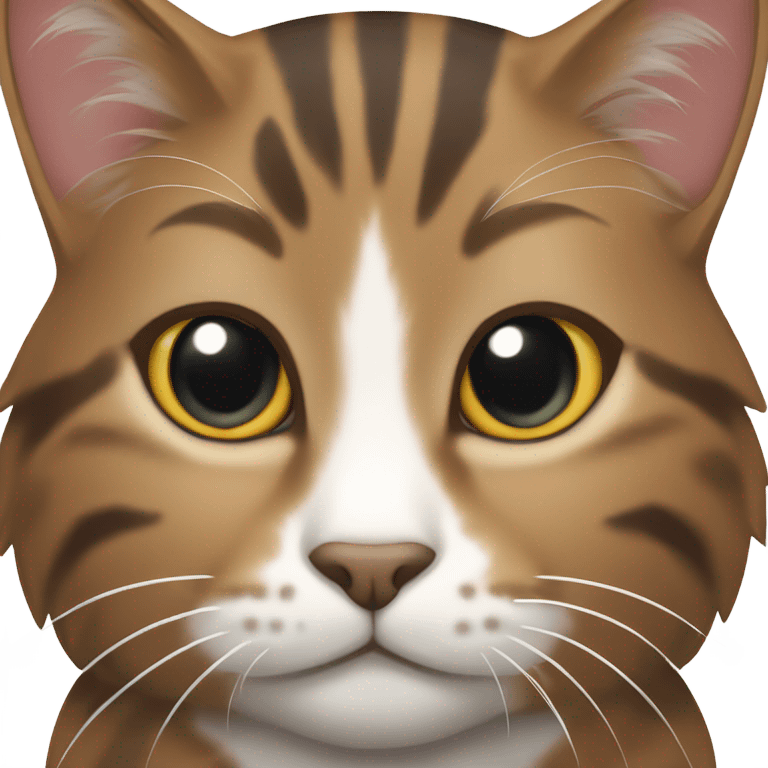 Brown tabby cat with white belly and face emoji