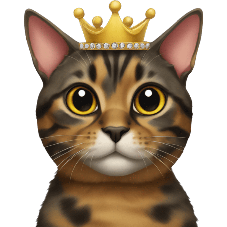 Tortie Cat wearing crown emoji