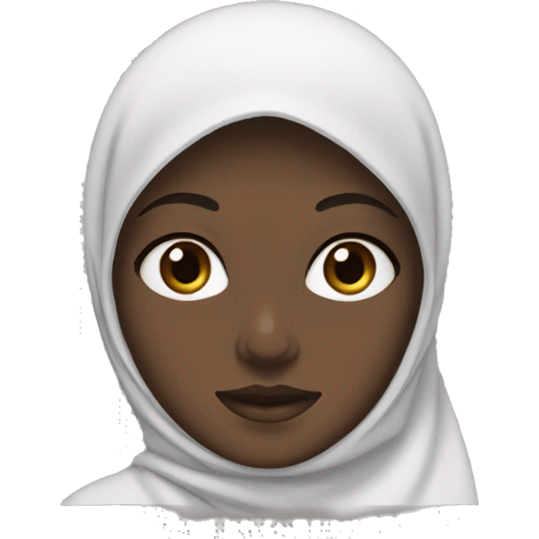 A white girl with brown eyes, in a hijab emoji