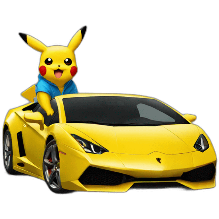 Pikachu avec une lamborghini emoji