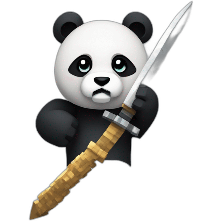 Panda con una espada de minecraft emoji