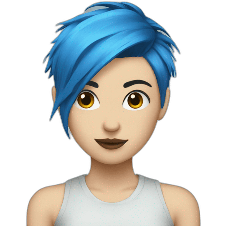 Short blue hair punk girl emoji