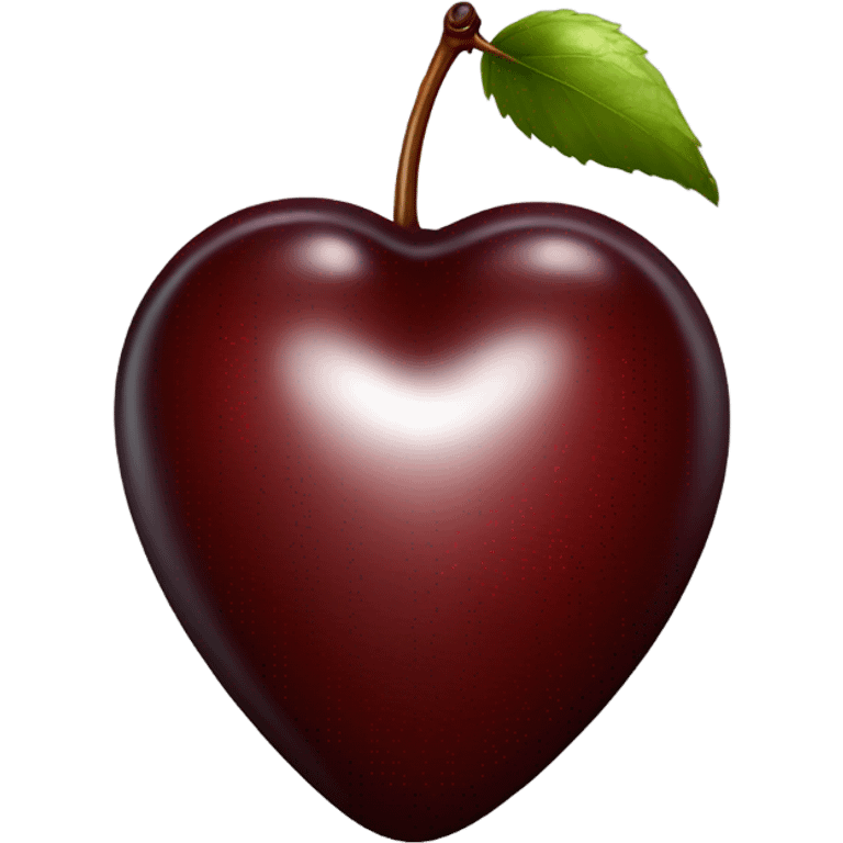 Realistic isolated dark red heart shaped cherry emoji