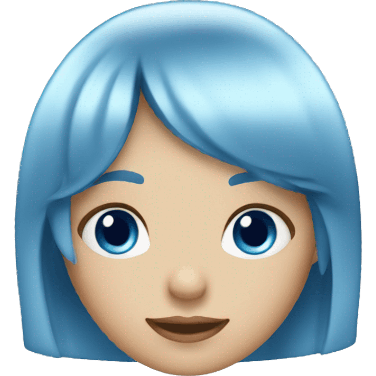 girl with blue bob hairstyle, blue eyes and a fringe emoji