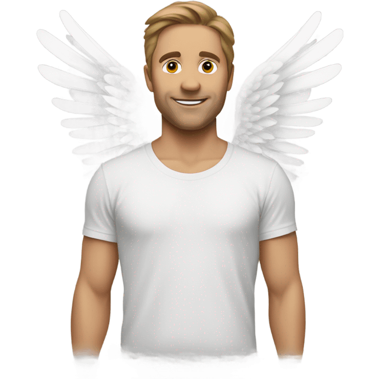 white t shirt with small drawing of wings on the front emoji