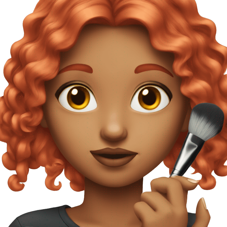 red hair girl doing make up emoji