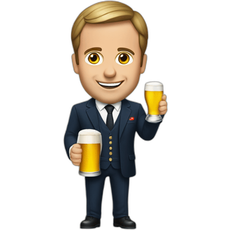 Macron avec une biere emoji