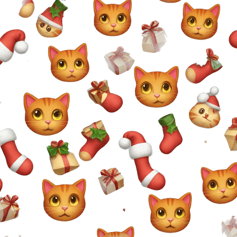 Red cat with christmas  emoji