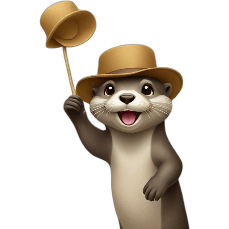 otter with a hat on waving hi emoji