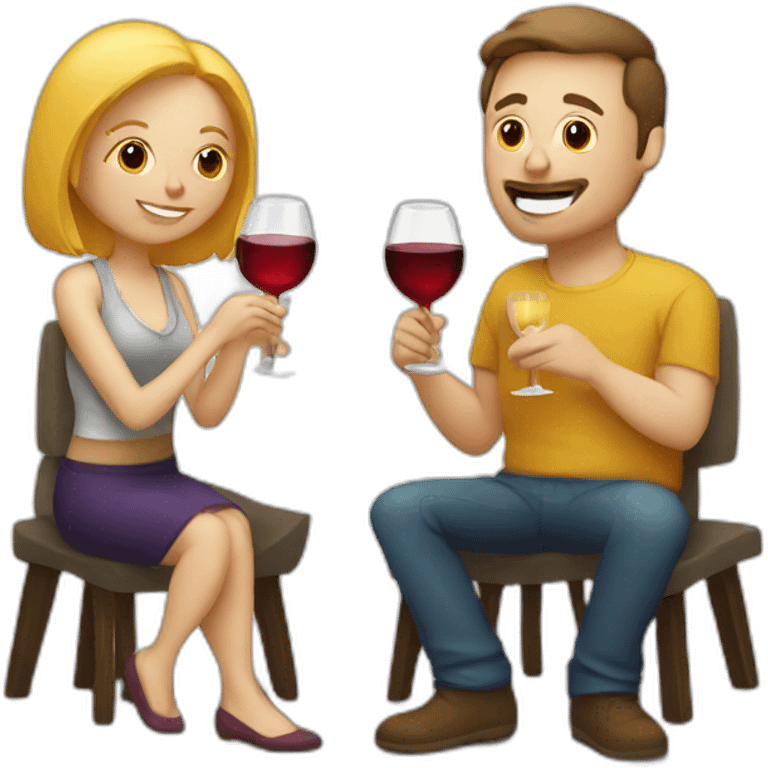 white couple drinking wine and eating cheese emoji