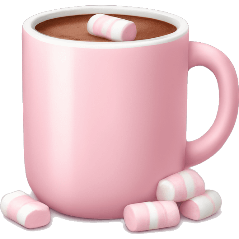 Light Pink mug of hot chocolate with marshmallows  emoji