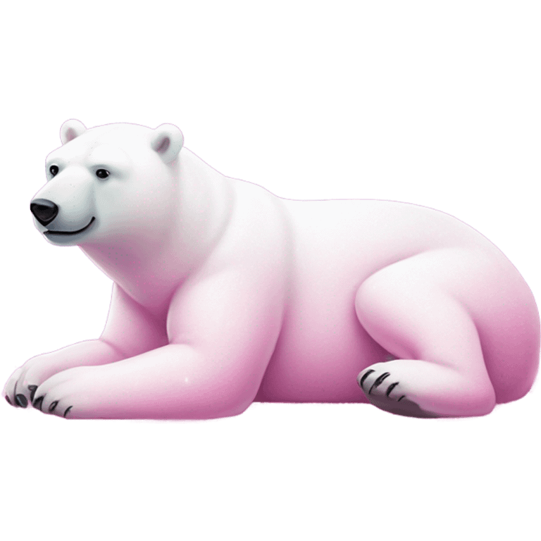 Pink full body  polar bear lying down with glitter emoji