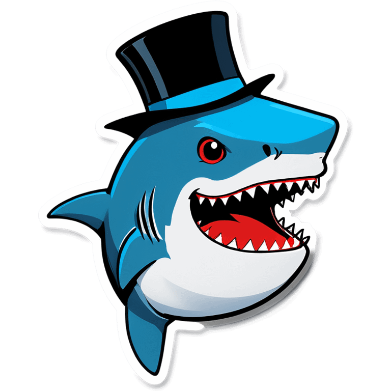 Shark with a top hat emoji