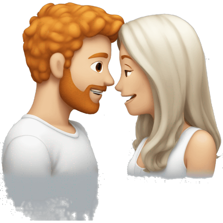 Ginger guy kissing brunette girl 😘 emoji