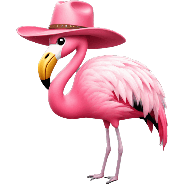 Flamingo wearing cowboy hat emoji