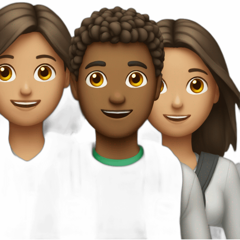 Three students  emoji