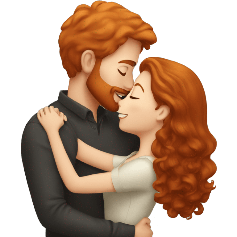 A redhead kissing a chestnut-haired man emoji