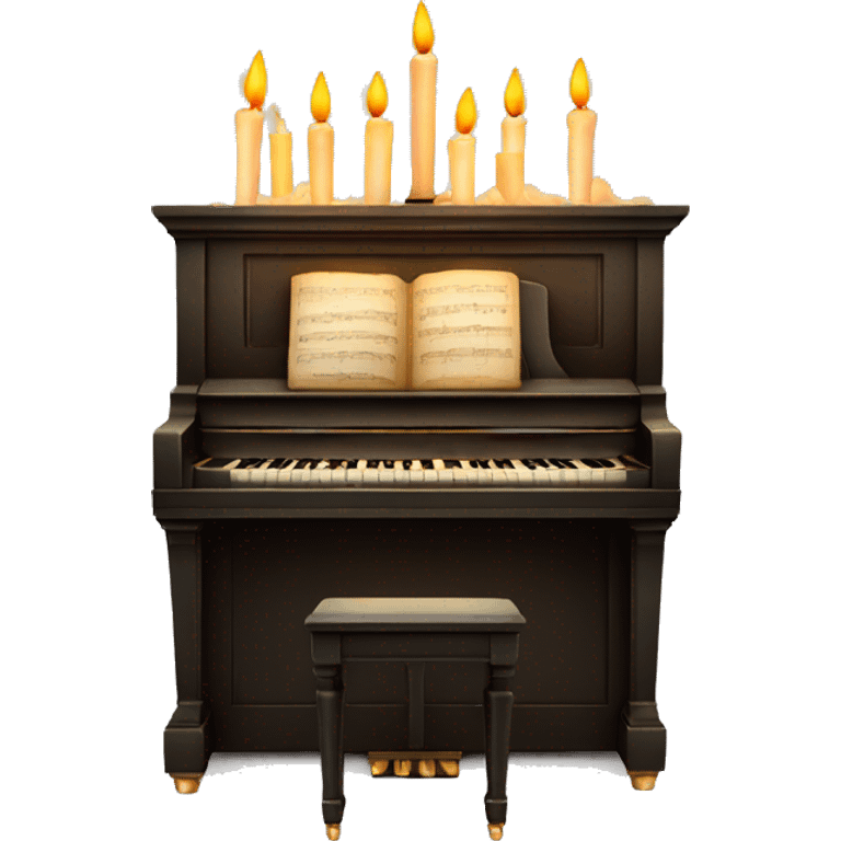 vintage piano with candles on top emoji