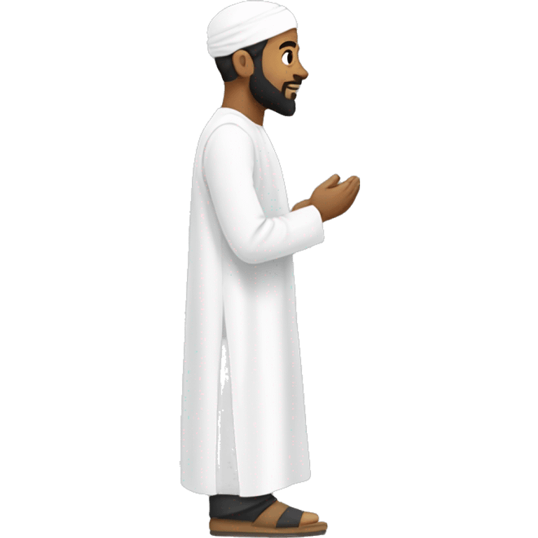 sideview of a bearded muslim man in a white thobe walking. emoji