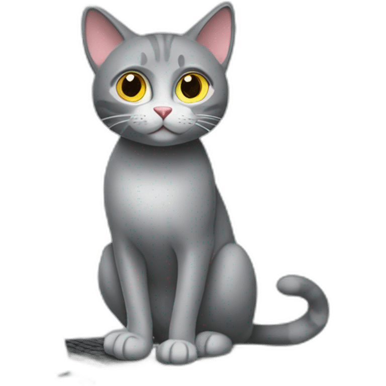 grey cat standing on computer emoji