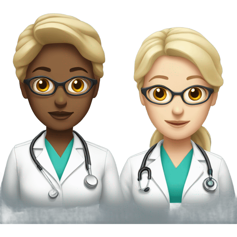 Two girl doctors white emoji