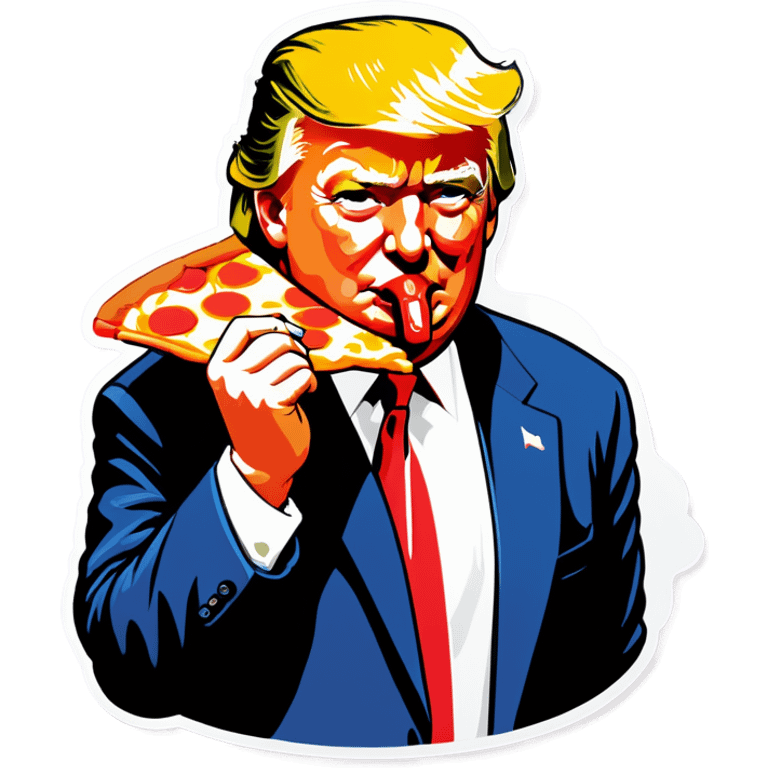 Donald trump eating pizza emoji