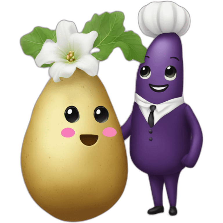  potato and brinjal getting married emoji