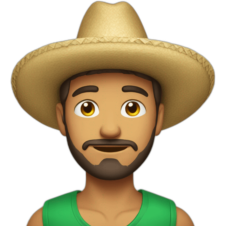 young man wearing a mexican hat with short beard emoji