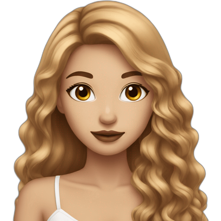 pretty girl brown long hair makeup with black kitten emoji