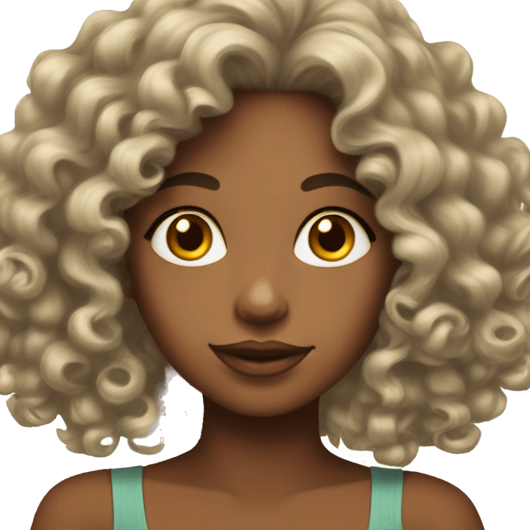 Coquette girl with curly hair emoji