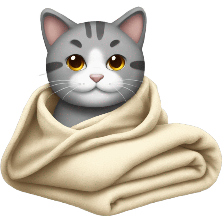 A cold cat with blanket emoji