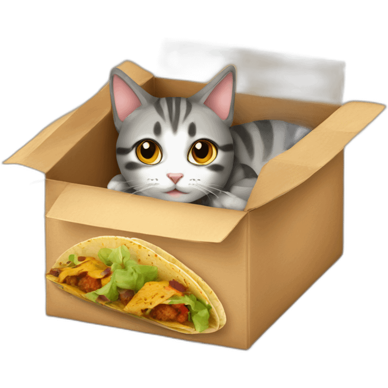 Cat and tacos inside box emoji