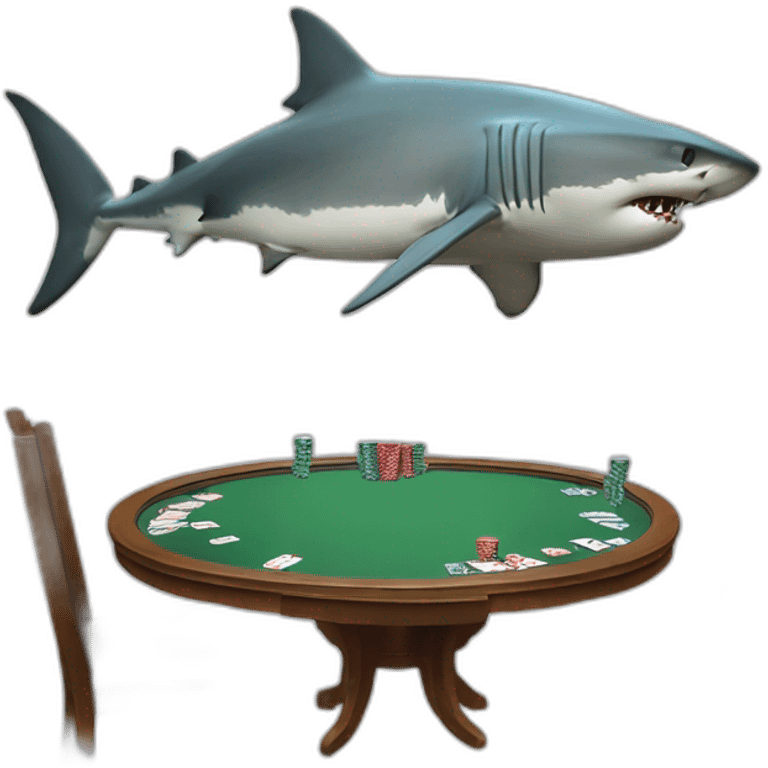 Shark playing poker sat at a table emoji