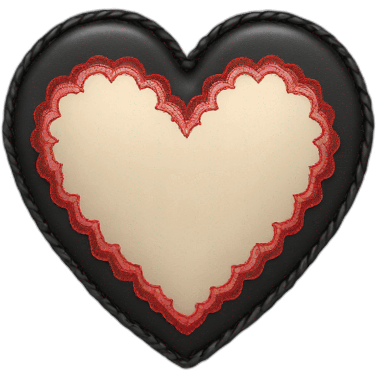 Black leather heart with red lace border emoji