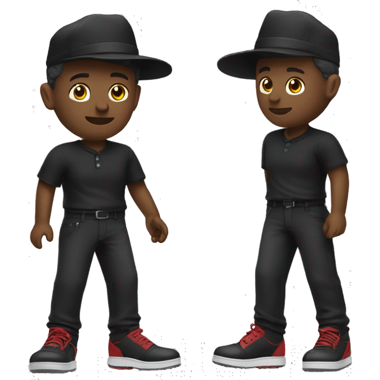 🏌🏾‍♂️ but with a black hat, red shirt, and black pants and shoes emoji