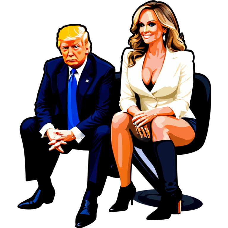 Four people, Trump, Stormy Daniels, Musk, and Bezos, side-by-side, sit emoji