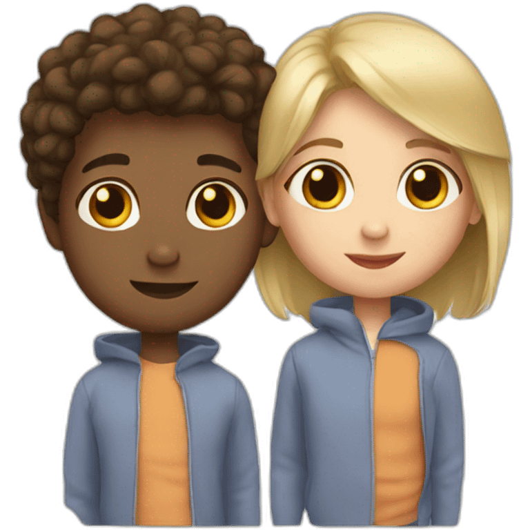 Three white siblings emoji