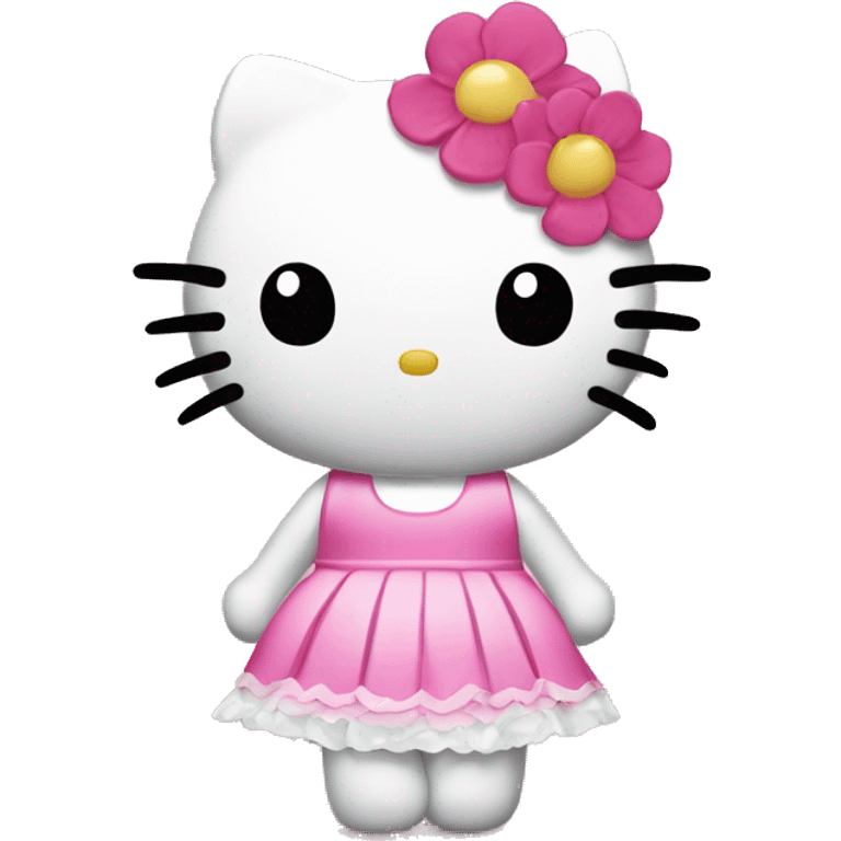 Hello Kitty wearing a pink dress with flowers  emoji